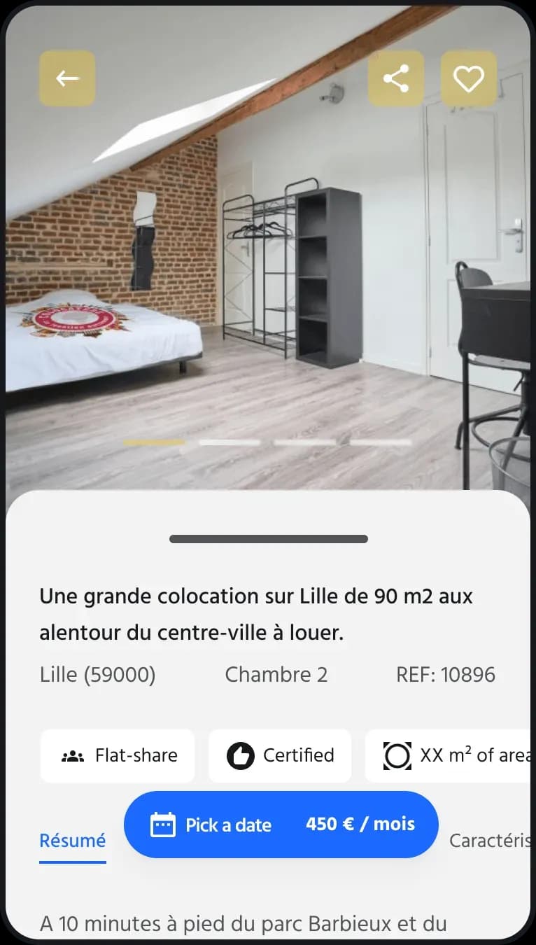 Listing detail, mobile version