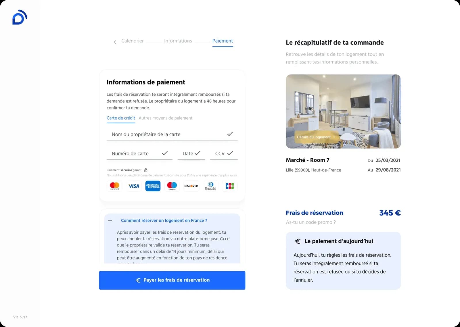 Final payment step, desktop